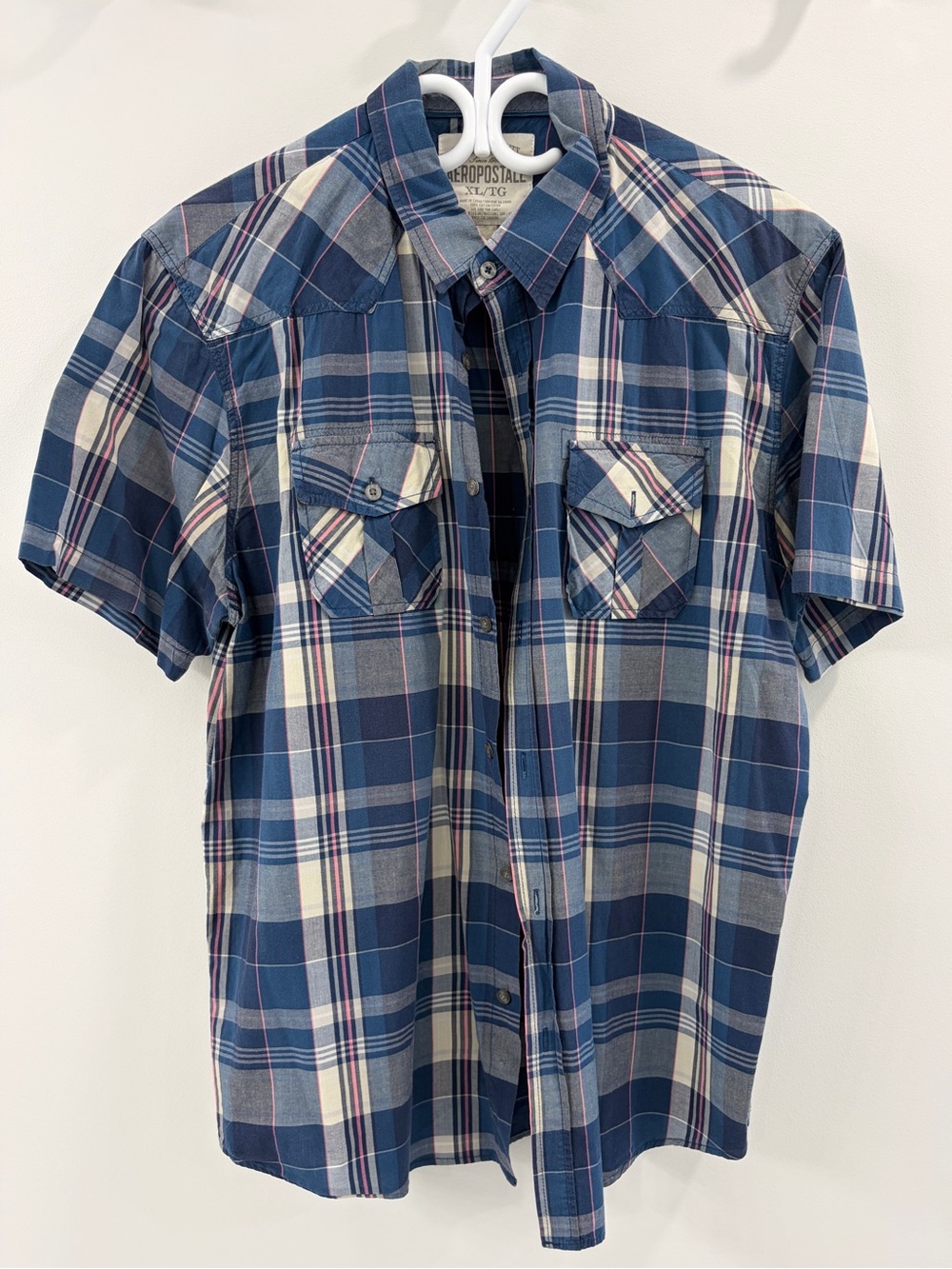 Aeropostale Men's Plaid Short-Sleeve Button-Up Shirt - XL